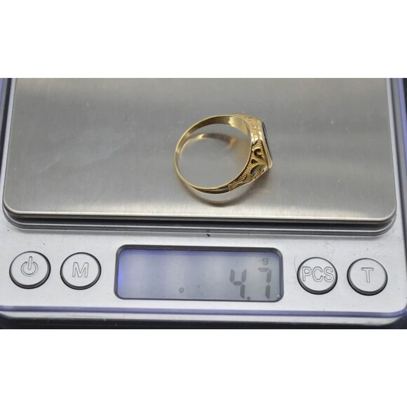 Real Solid 14K Yellow Gold Oval Black Onyx Signet Vintage Style Ring ALL Sizes - Picture 5 of 6